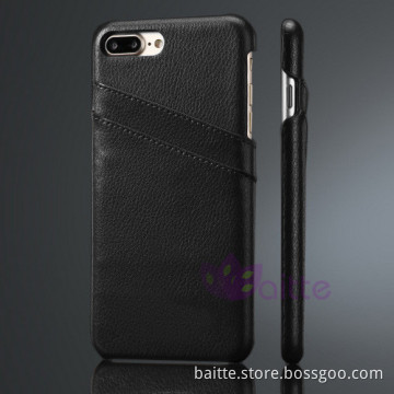 Black color high quality leather material card port snap case for iPhone 7